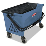 Rubbermaid Commercial Products Finish Mop Bucket with Press Wringer, 26" Blue, for Janitorial/Professional Cleaners and Heavy-Duty Industrial