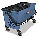 Rubbermaid Commercial Products Finish Mop Bucket with Press Wringer, 26" Blue, for Janitorial/Professional Cleaners and Heavy-Duty Industrial