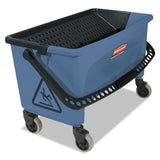 Rubbermaid Commercial Products Finish Mop Bucket with Press Wringer, 26" Blue, for Janitorial/Professional Cleaners and Heavy-Duty Industrial