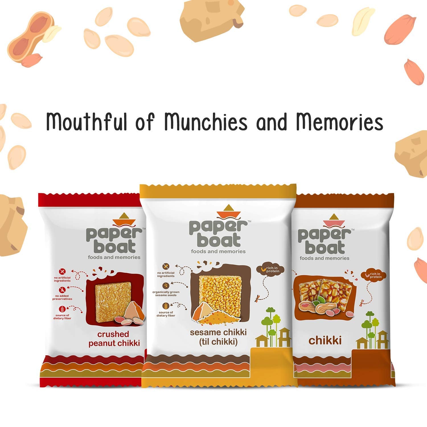 Paper Boat Chikki, Peanut Bar, No Added Preservatives and Colours (Pack of 10, 100g Each)