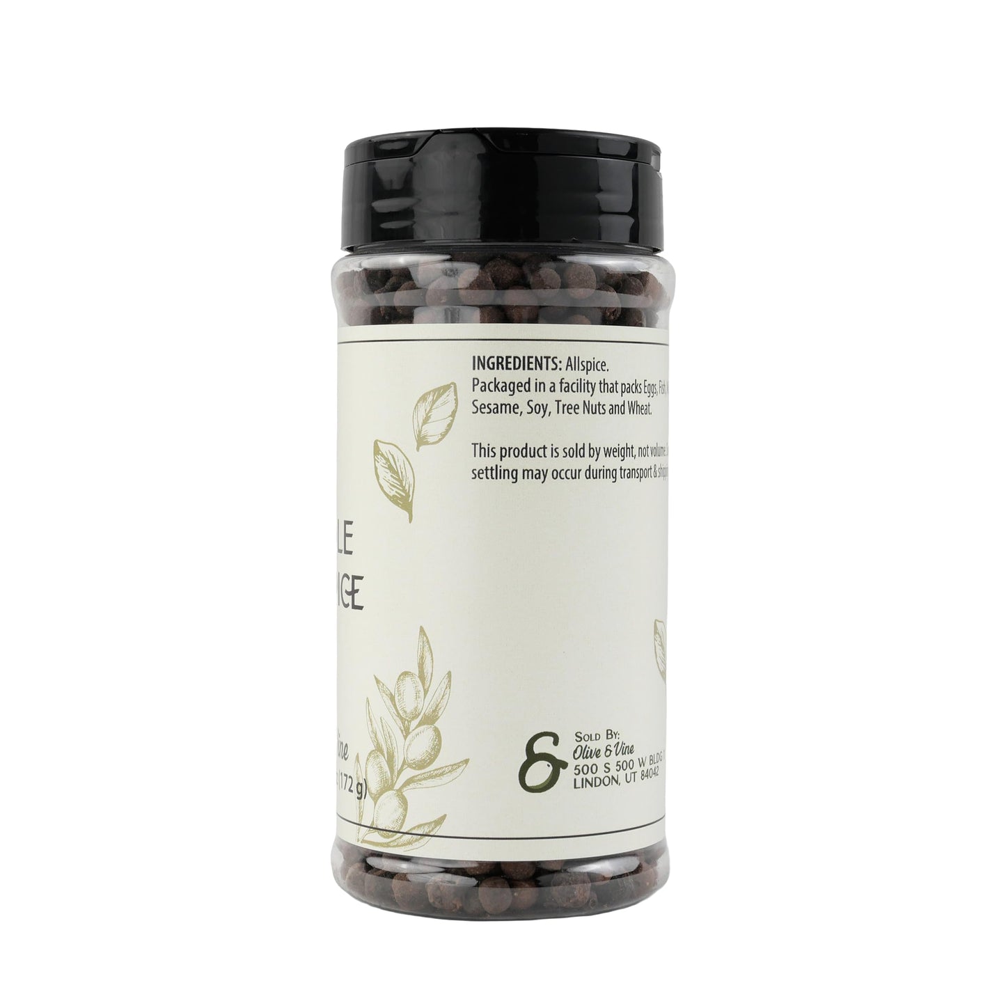 Olive & Vine Whole Allspice, Warm & Sweet Flavor, For Baking & Marinades, Rich Tradition, Authentic Taste, For Global Recipes (6.08 Ounce)