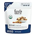 Foods Alive Organic Deluxe Mixed Nuts, 8oz, Kosher Blend of Premium Organic Cashews, Almonds, Walnuts, Pecans, Brazil Nuts