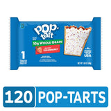Pop-Tarts Toaster Pastries, Made with Whole Grain, School Lunch, Frosted Strawberry (120 Pop-Tarts)