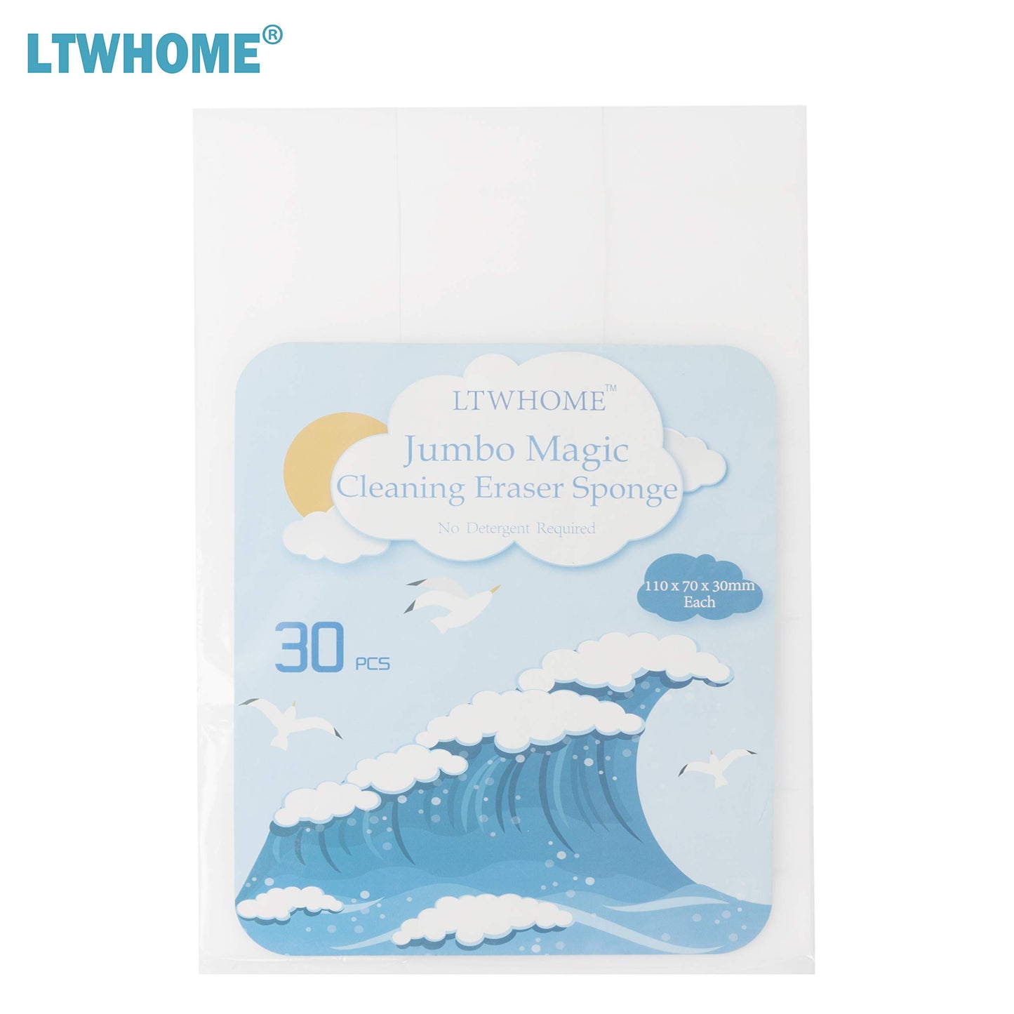 LTWHOME Magic Cleaning Sponge Eraser Multi-Functional Melamine Foam for Kitchen, Bathroom, Wall(Pack of 30)