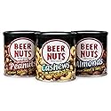 BEER NUTS The Nuts Nutstack Trio - Original Peanuts, Cashews and Mixed Nuts - Travel Size Sweet & Salty Bar Nuts - Gluten Free, Kosher, Low Sodium