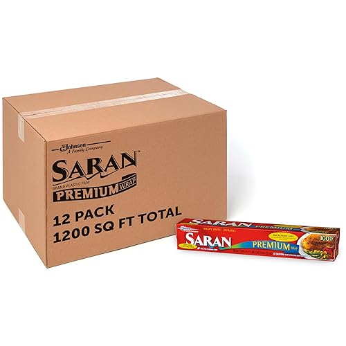 Saran Premium Plastic Wrap, Bulk Food Storage, Easy Dispense, 1,200 Sq Ft