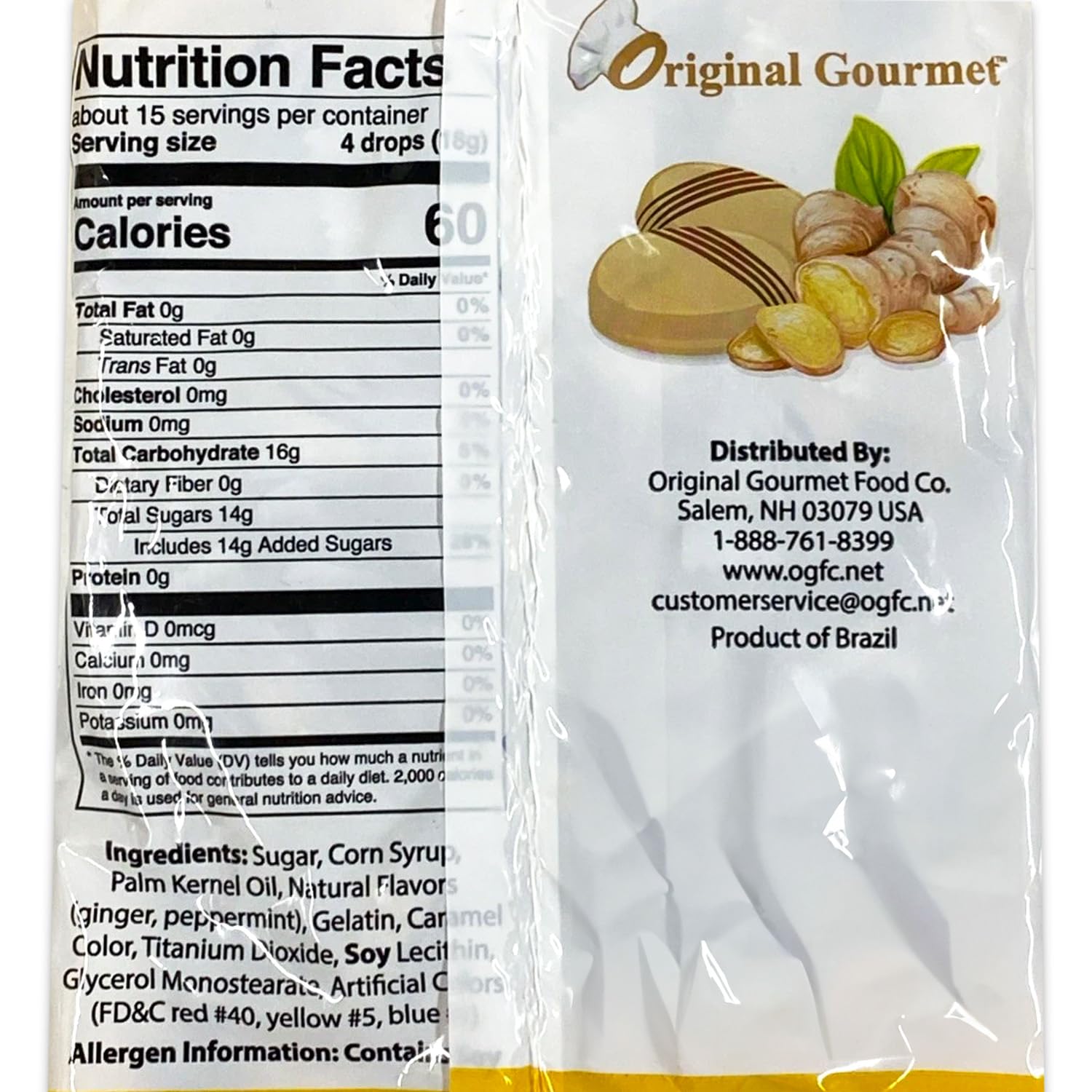 Bulk Ginger Candy Drops - 1.25lbs Gingermint Hard Candy Individually Wrapped - Nausea Relief and Digestion Aid | Natural Ginger Flavor with Soft