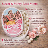 Les Anis de Flavigny French Mints Candy - Rose Flavor Hard Candy, Natural Gourmet Sweets in Classic Tin, 50g (1.75 oz) Each (Pack of 4)