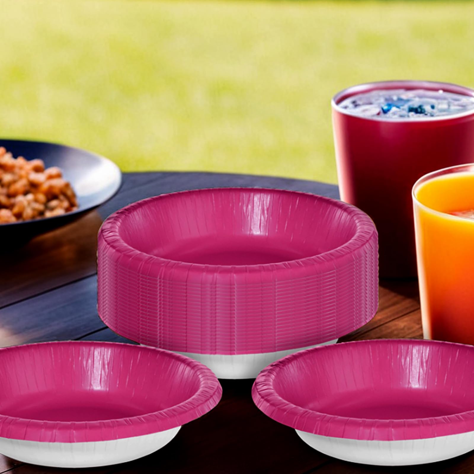 Paper Bowls - 20 oz. - Vibrant & Eco-Friendly Bowls - Ideal for Parties, Events & Special Occasions, Bright Pink, Pack of 20