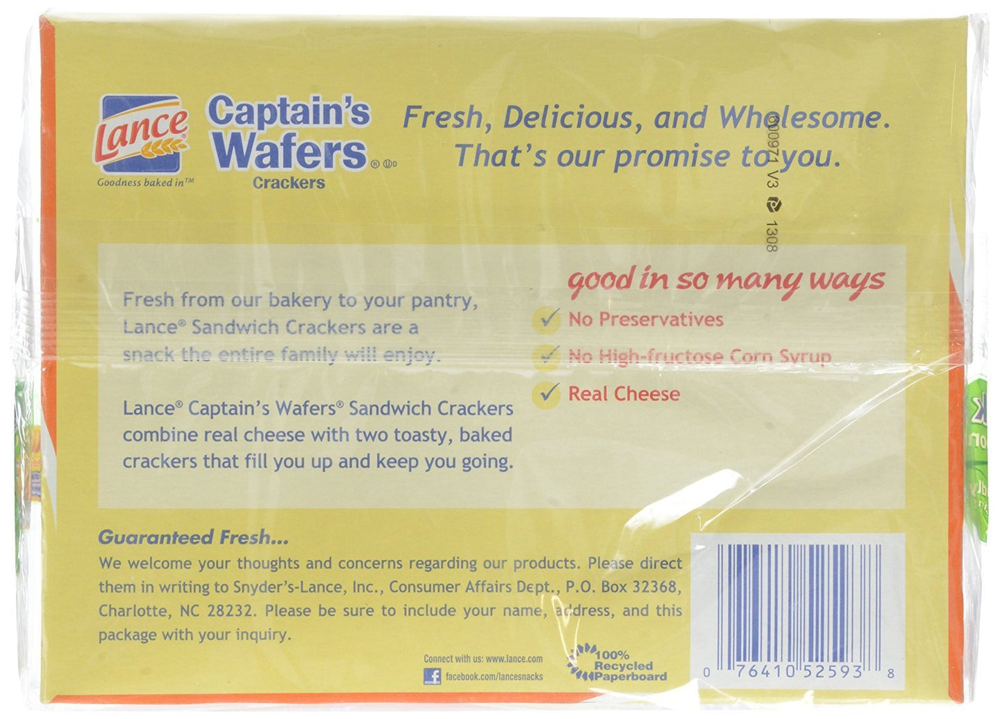 Lance Captains Wafers Crackers Grilled Cheese 8 Count (Pack of 3)