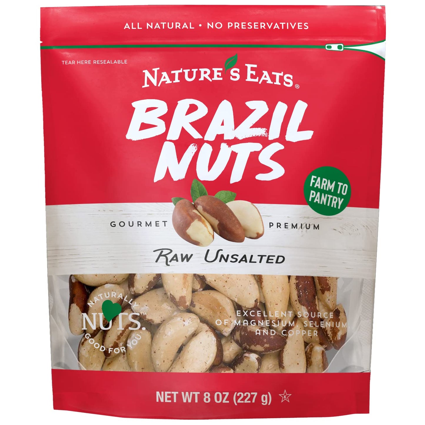 Nature’s Eats Raw Brazil Nuts - Whole Unsalted Superfood Snack from Brazil - Heart Healthy, Keto, Vegan - High in Selenium and Protein - Perfect