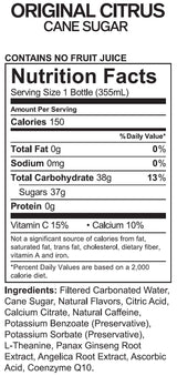 UPTIME Original Citrus Cane Sugar Natural Caffeine, Sparkling, Natural Flavors 12 oz Bottles (24 Pack)