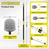 20FT High Reach Cobweb Duster with Extension Pole, Spider Web Brush for Cleaning with 3-12FT Telescopic Pole, 8" Larger Extendable Duster for High