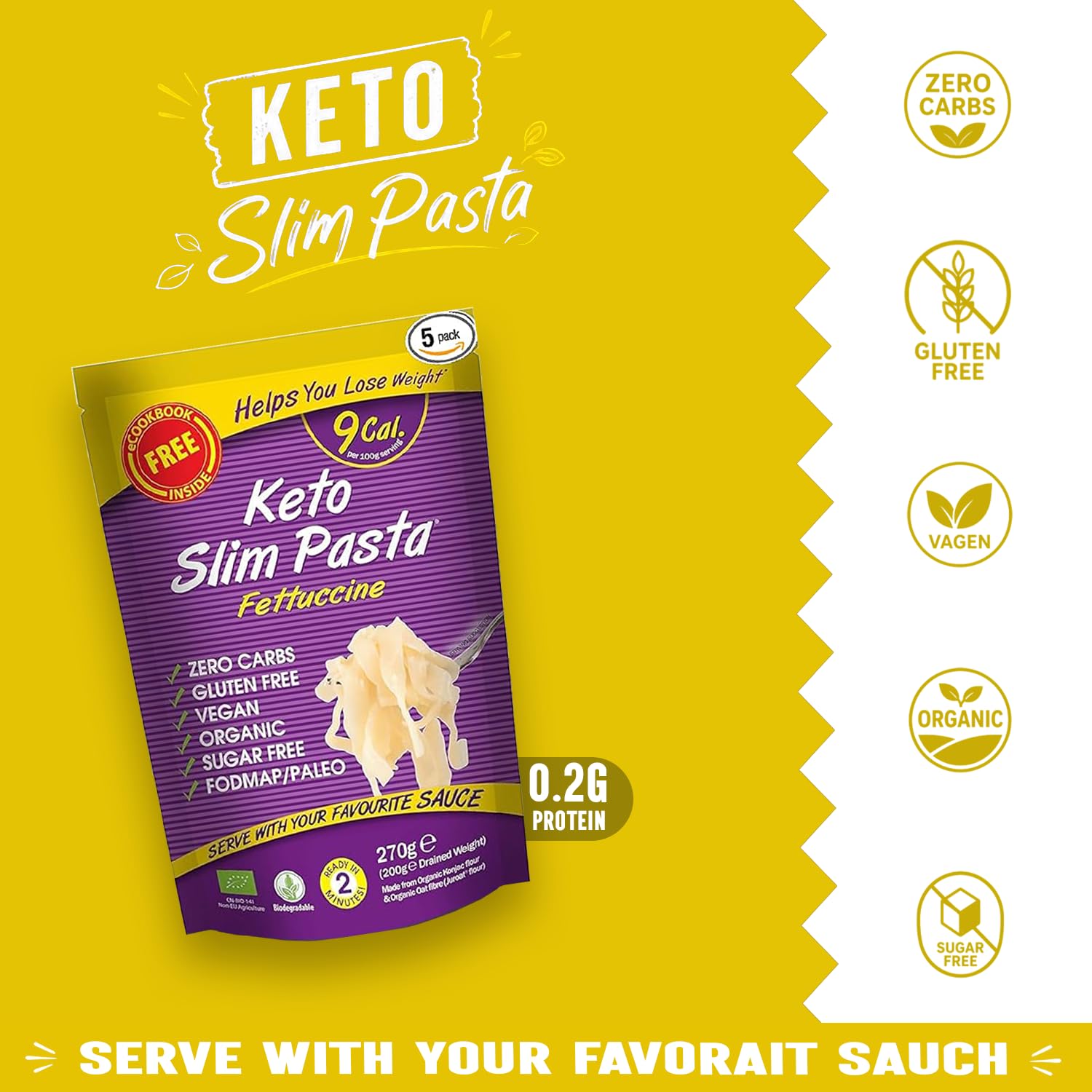 Eat Water Slim Pasta Fettuccine 200g - Pack of 2