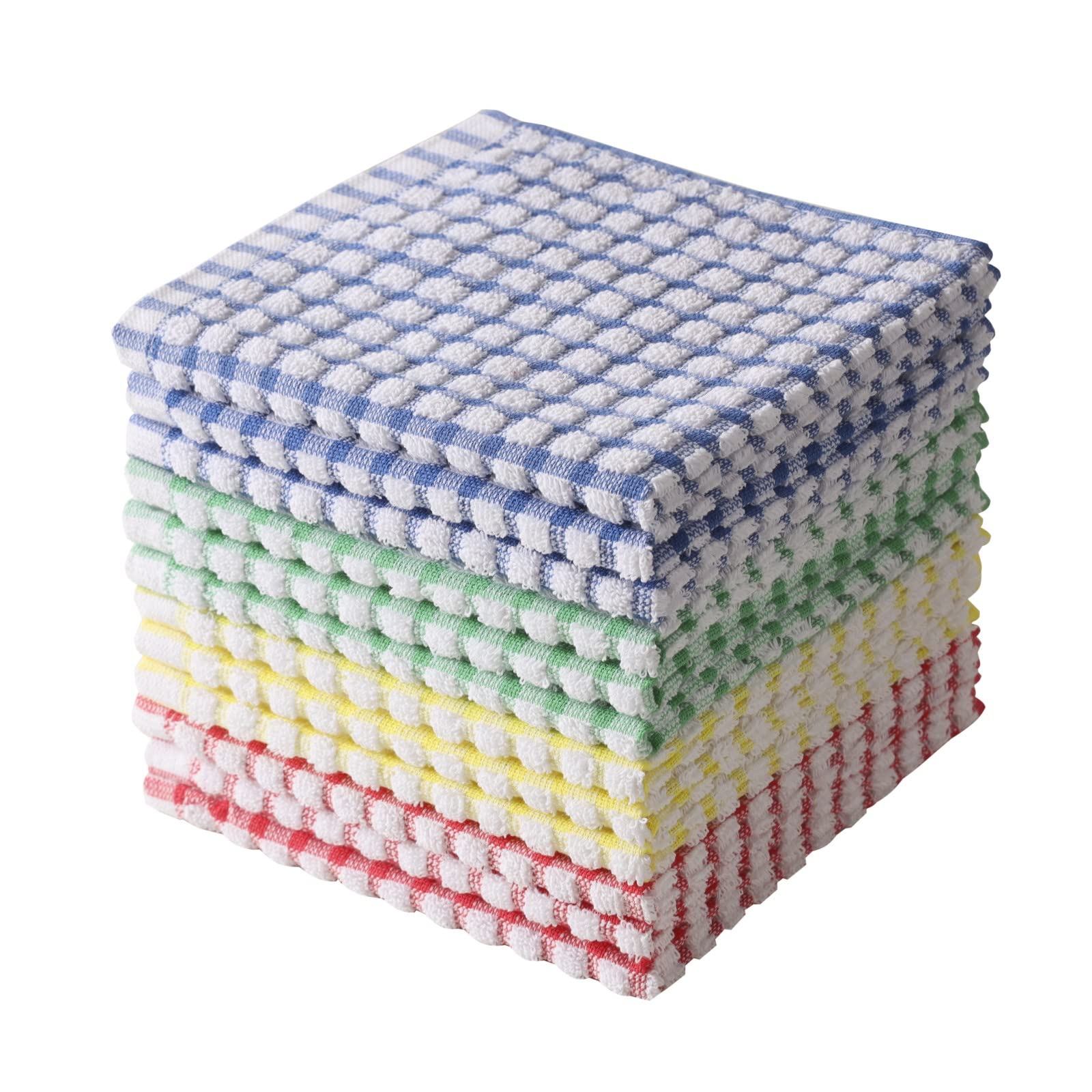 clwellge Kitchen Dish Cloths 12pcs, Bulk Cotton Absorbent Dish Rags, Perfect Cleaning Cloths for Household and Commercial Uses