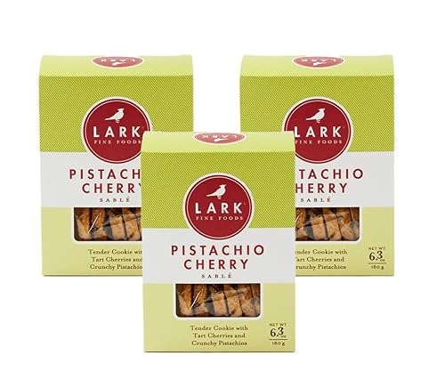 Pistachio Cherry Sablé - French Shortbread Cookies by Lark Fine Foods - Pack of 3