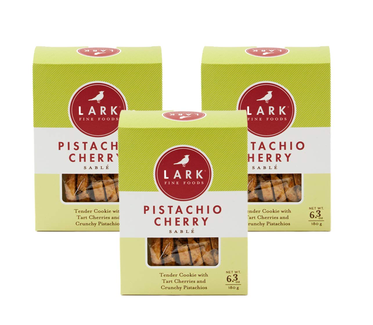 Pistachio Cherry Sablé - French Shortbread Cookies by Lark Fine Foods - Pack of 3