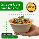 Enviro Safe Home 25 oz Bamboo Disposable Bowls - 70 Pack Heavy Duty Bowls for Hot & Cold Food - Microwave & Oven Safe, Leak Proof, Oil Resistant, BPA