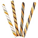 Fun Express Halloween Candy Cane Sticks 80 Count - Orange Flavored Bulk Candy Individually Wrapped for Party Favors | Perfect Halloween Treats