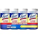 Lysol Disinfectant Wipes, Multi-Surface Antibacterial Cleaning Wipes, For Disinfecting and Cleaning, Lemon and Lime Blossom, Pack of 4