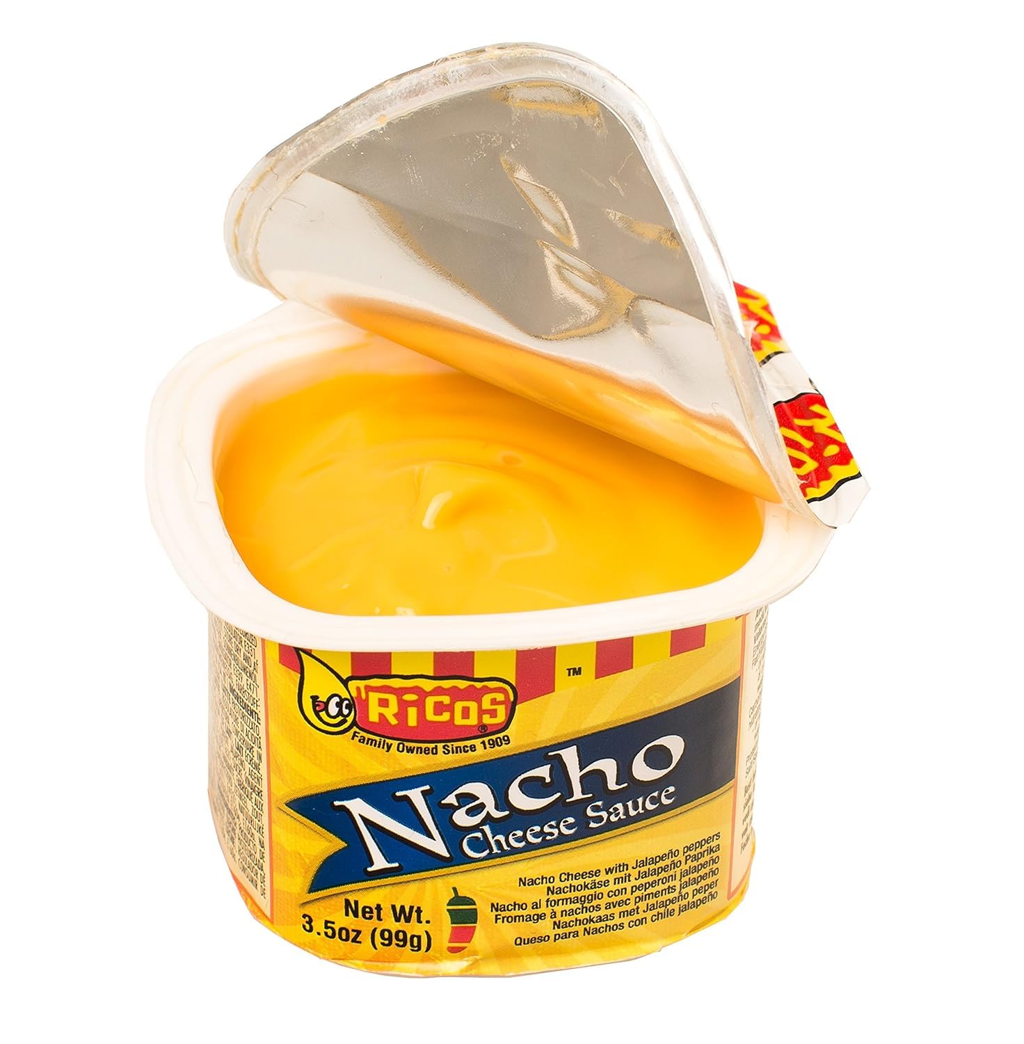 Ricos Nacho Cheese Sauce 3.5 oz Cups, Pack of 24 - Perfect for Snacks