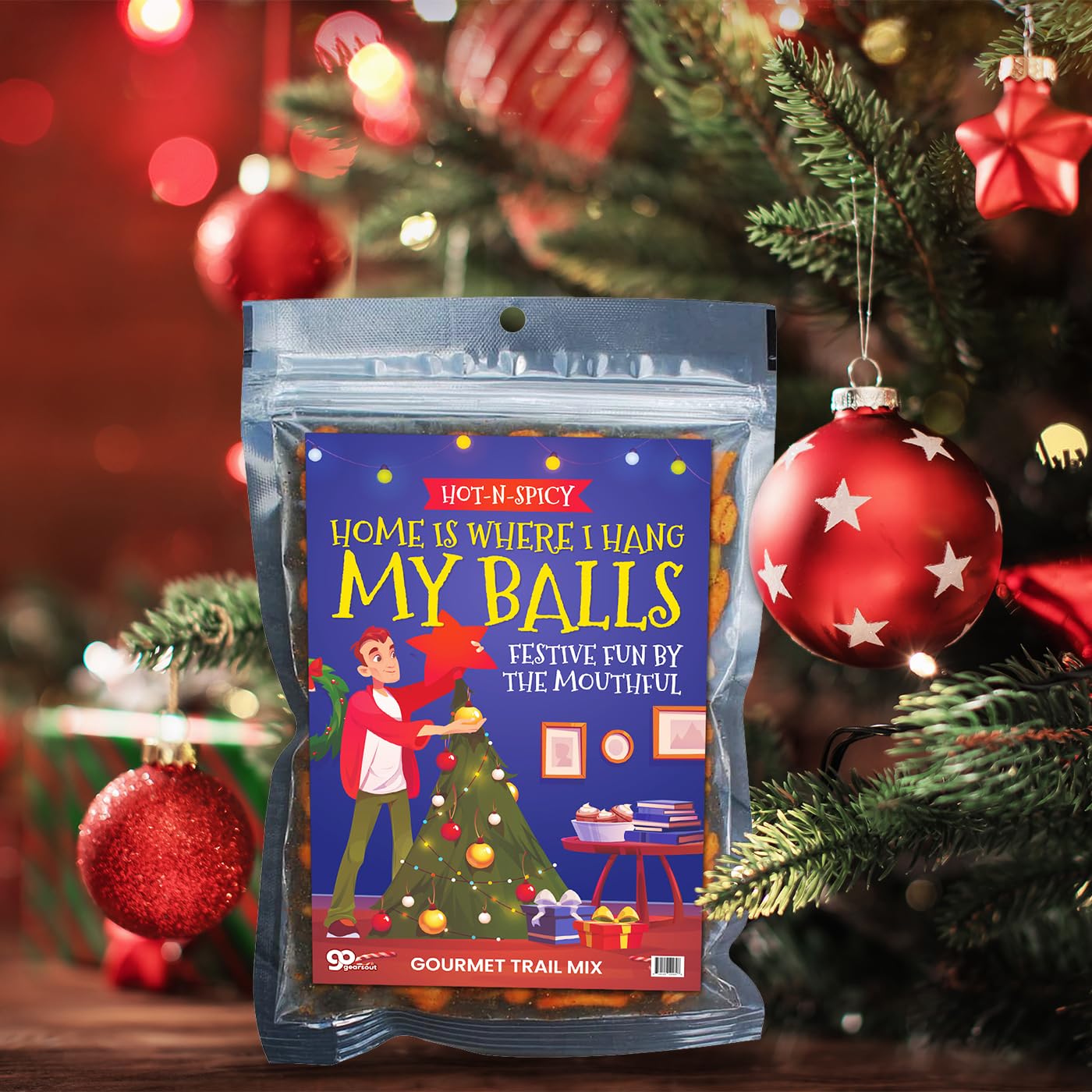 Christmas Balls Trail Mix Spicy Snacks for Men Christmas Lovers Gift Basket Filler Xmas Ideas Mens Stocking Stuffers Spicy Sriracha