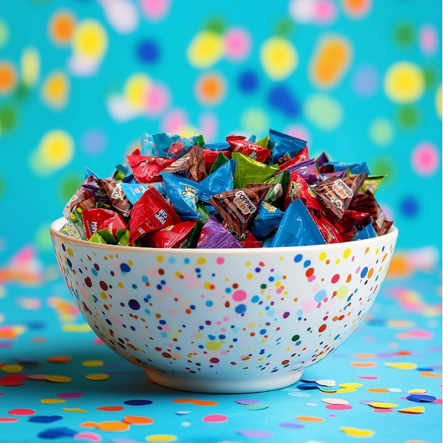 Popping Rock Candy Assortment - 1 Pound Box - 125 Count - Individually Wrapped Candy - Strawberry, Blue Raspberry, Grape, Tropical Punch, Apple