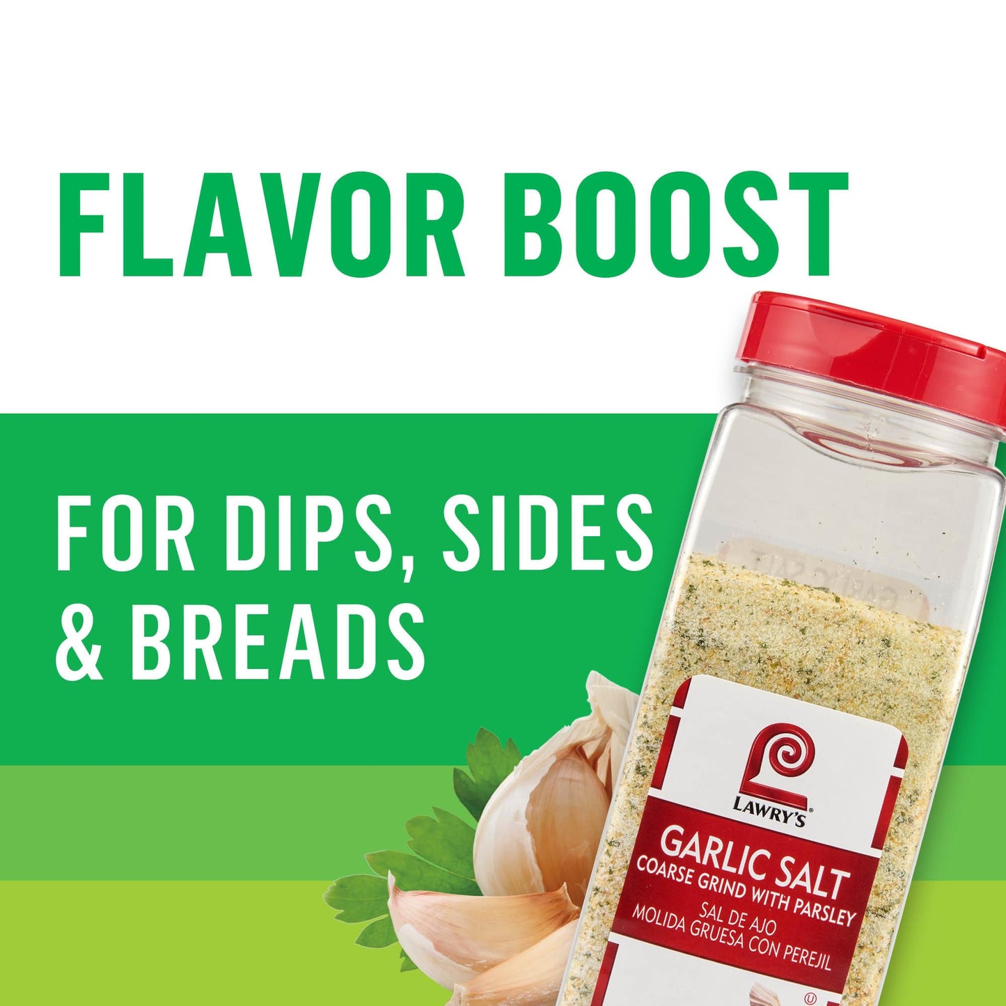 Lawry's Coarse Grind Garlic Salt with Parsley, 28 oz - One 28 Ounce Container of Garlic Salt and Parsley Seasoning for Beef, Poultry, Stir-Fry