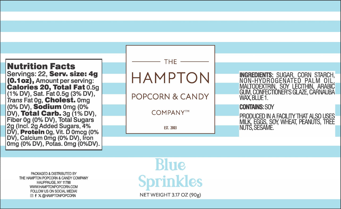 Blue Sprinkles Jimmies 3.17 oz, Sprinkles For Cake Decorating, Cake Sprinkles, Sprinkles For Baking, Ice Cream & More, The Hampton Candy Company