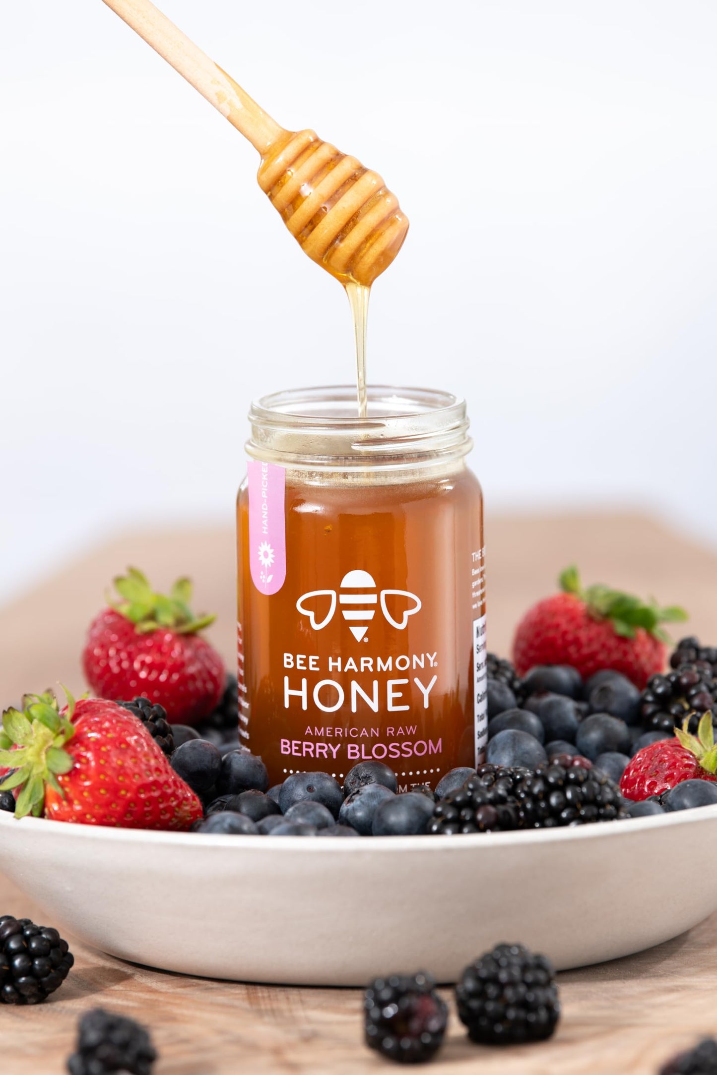 Bee Harmony Honey 5 Pack Variety Pack, Contains 5 jars, 12 ounces each (Clover, Wildflower, Orange Blossom, Berry and Blueberry)