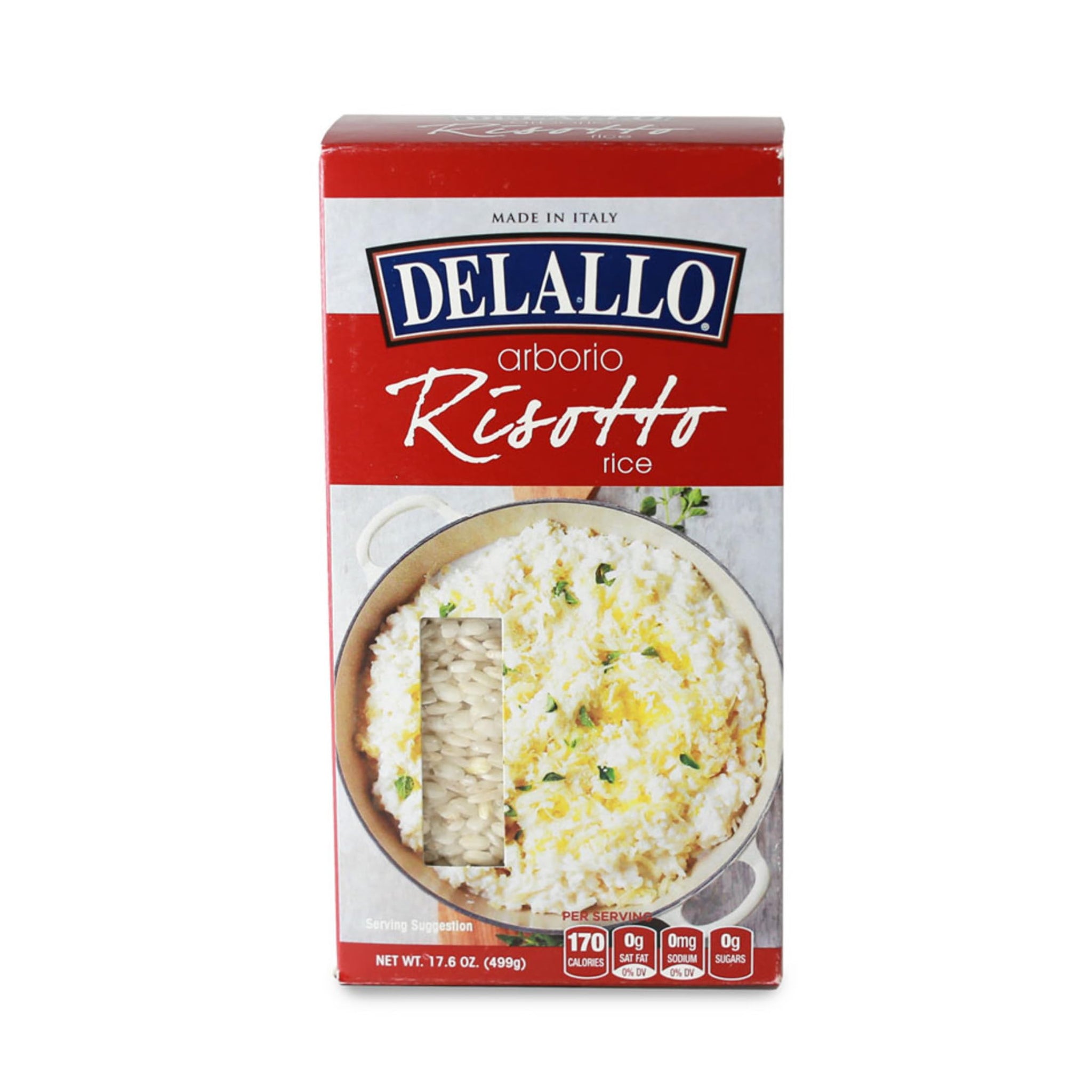 DeLallo Arborio Rice, For Risotto, Made in Italy, Short Grain Rice with High Starch Content, Gluten-Free, Kosher, Non-GMO, Vegan, Preservative Free, 17.6 oz Box, (3 Pack)