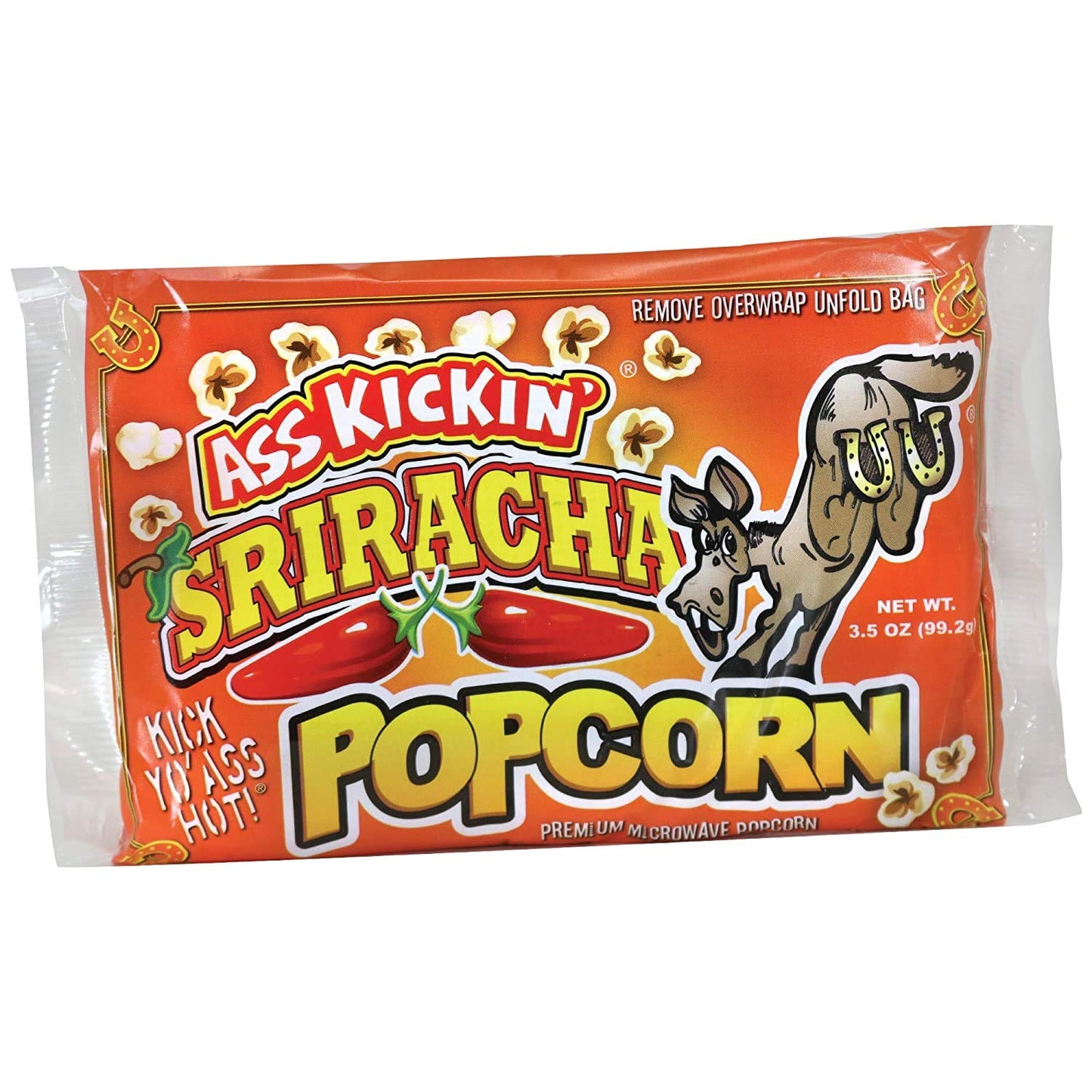 ASS KICKIN’ Sriracha Premium Microwave Popcorn - 6 Pack - Ultimate Spicy Gourmet Gift - Try if you dare!