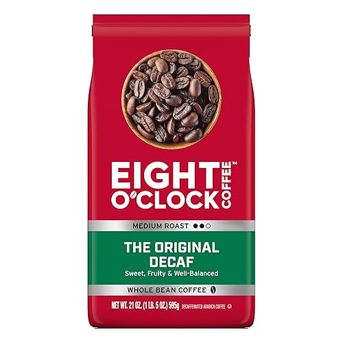 Eight O'Clock Coffee The Original Decaf, 21 Ounce (Pack of 1) Medium Roast Whole Bean Decaffeinated Coffee, 100% Arabica