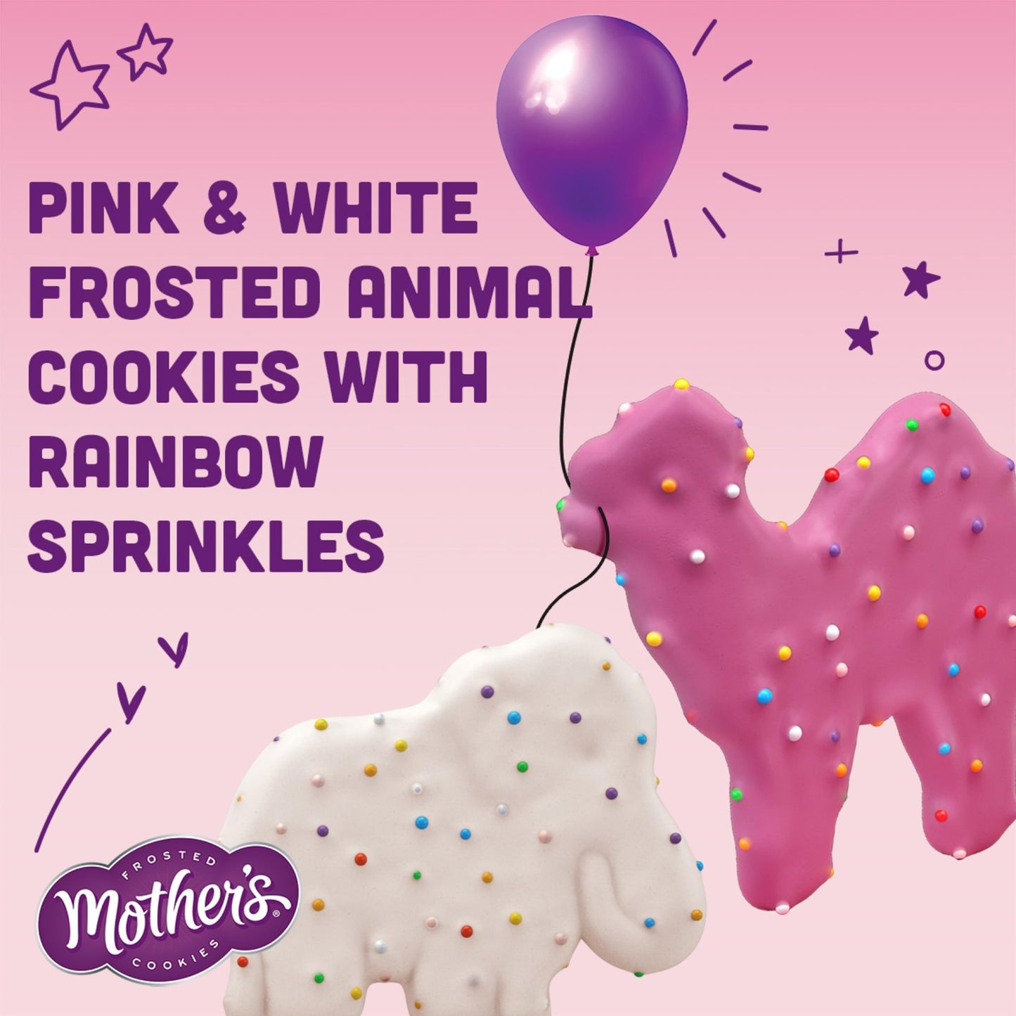 Mother's Original Circus Animal Cookies | Frosted Vanilla Shortbread Cookies with Rainbow Sprinkles | Box of Cookie Snack Packs | 12 Count - 1-oz