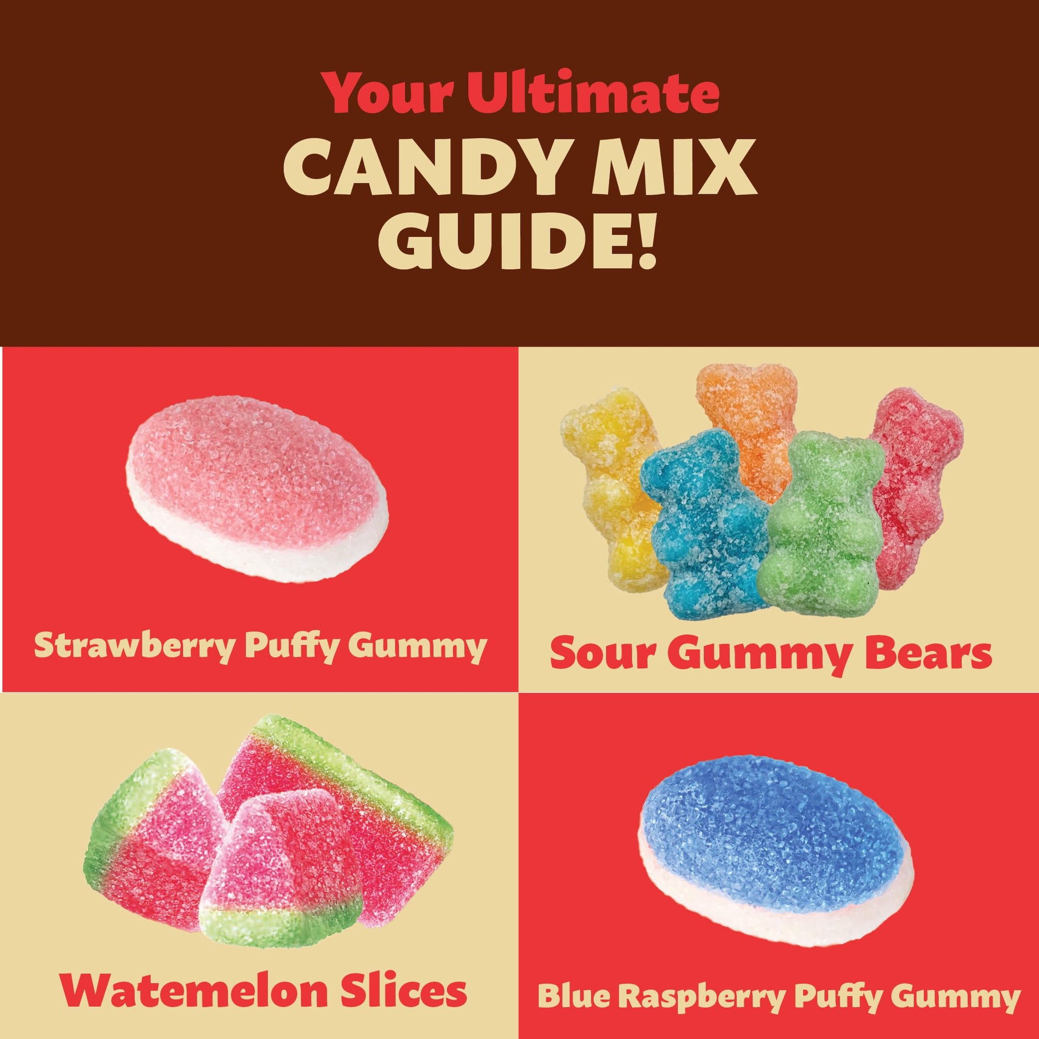 Gummy Candy Mix | 2-Pound Bag | Chewy Candy | Sour Gummi Bears | Puffy Gummies | Watermelon Wedges | Bulk Gummies for Buffets, Party Favors and Goodie