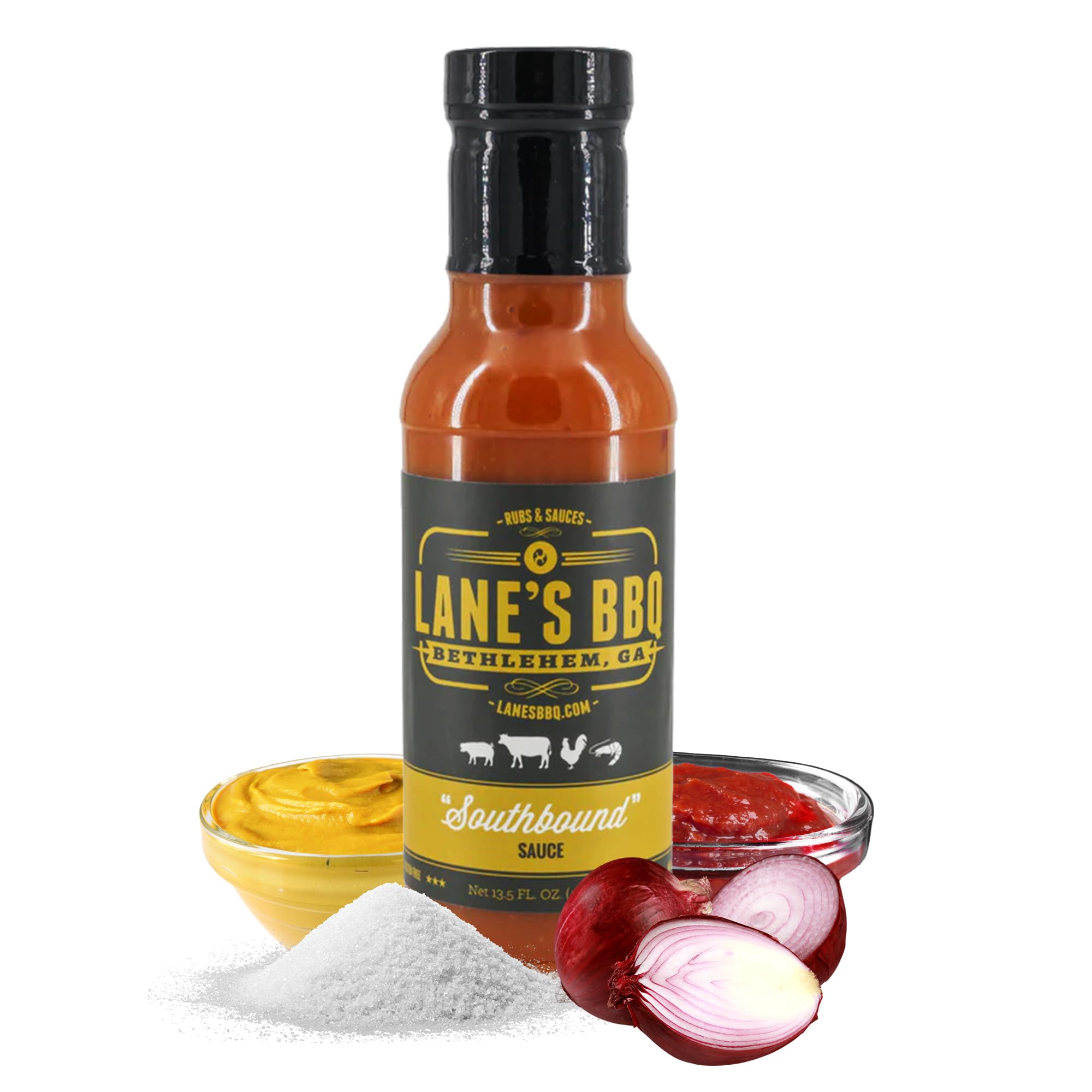 Lane's Southbound Carolina Mustard BBQ Sauce, South Carolina BBQ Mustard Sauce, Best BBQ Sauce Perfect for Sandwiches & Burgers, 13.5 Oz