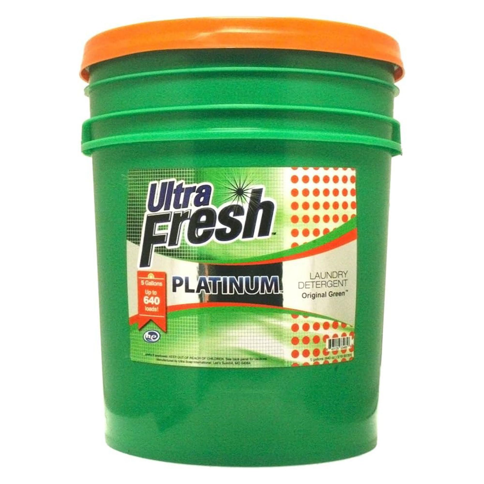 Ultra Fresh 3X Platinum 5 Gallon Laundry Detergent Liquid for All Machine Types with Easy Dispensing Pump, Up to 640 Loads, Original Green (2 Pack)