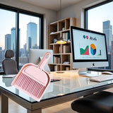 Plastic Mini Broom and Dustpan,Mini Cleaning Brush with Dustpan Set Desktop Cleaning Accessories,Pink with Set,Plastic Broom