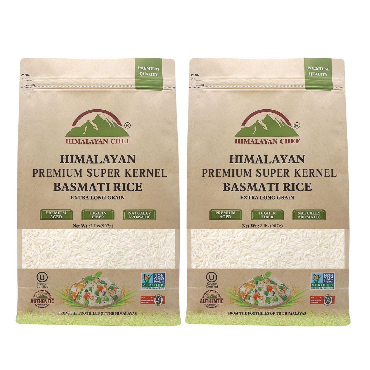 Himalayan chef White Basmati Rice 2 lbs (Pack of 2)