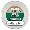 LIFEMADE 160 Count 16 oz Bowls, Home (TUV OK compost HOME Certified) and Commercially Compostable (BPI® Certified), 8 bundles of 20 bowls per case