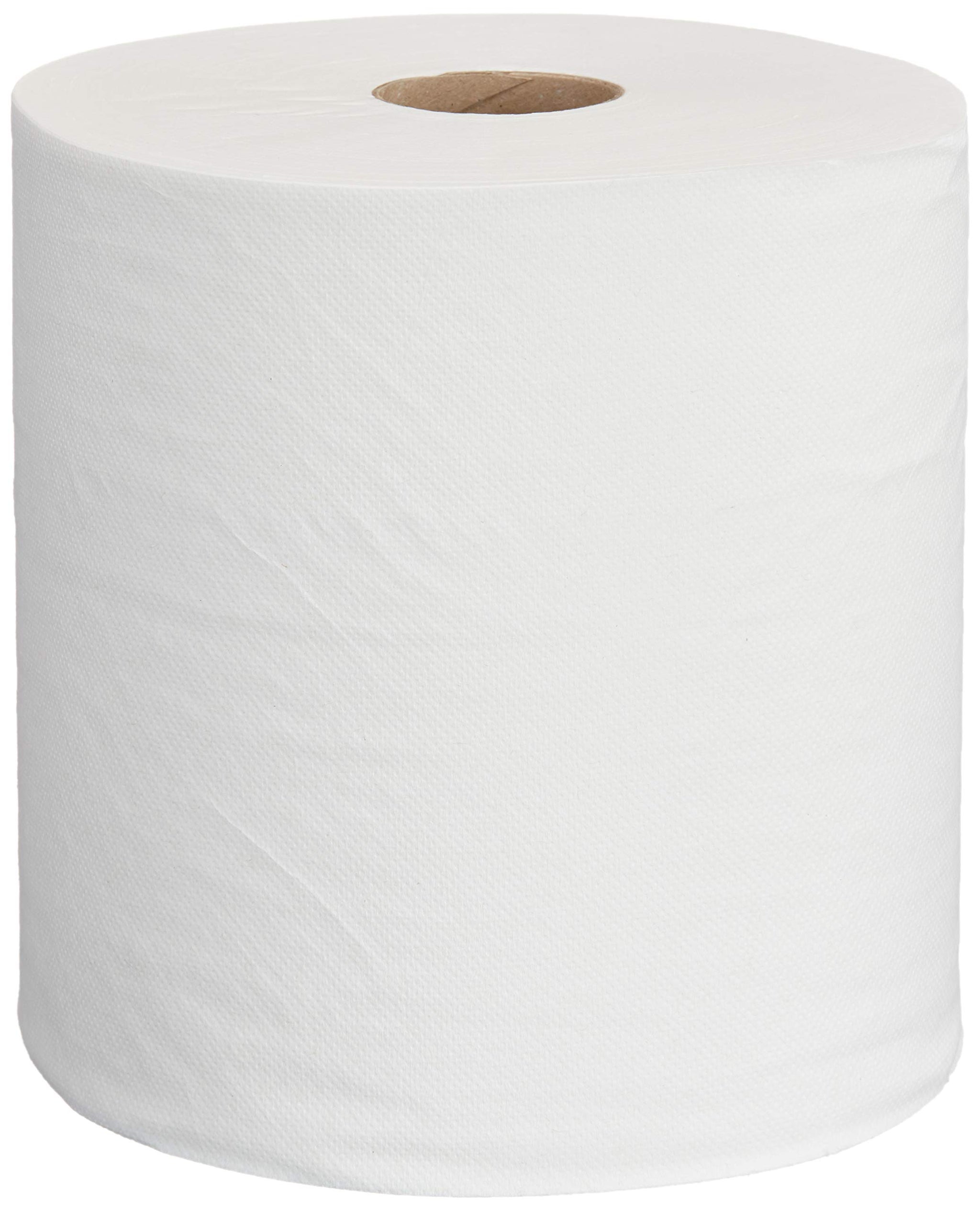 AmazonCommercial 1-Ply White Hardwound Paper Towels, High Capacity Roll, Compatible with Universal Dispensers, FSC Certified, 800 feet per Roll (Pack