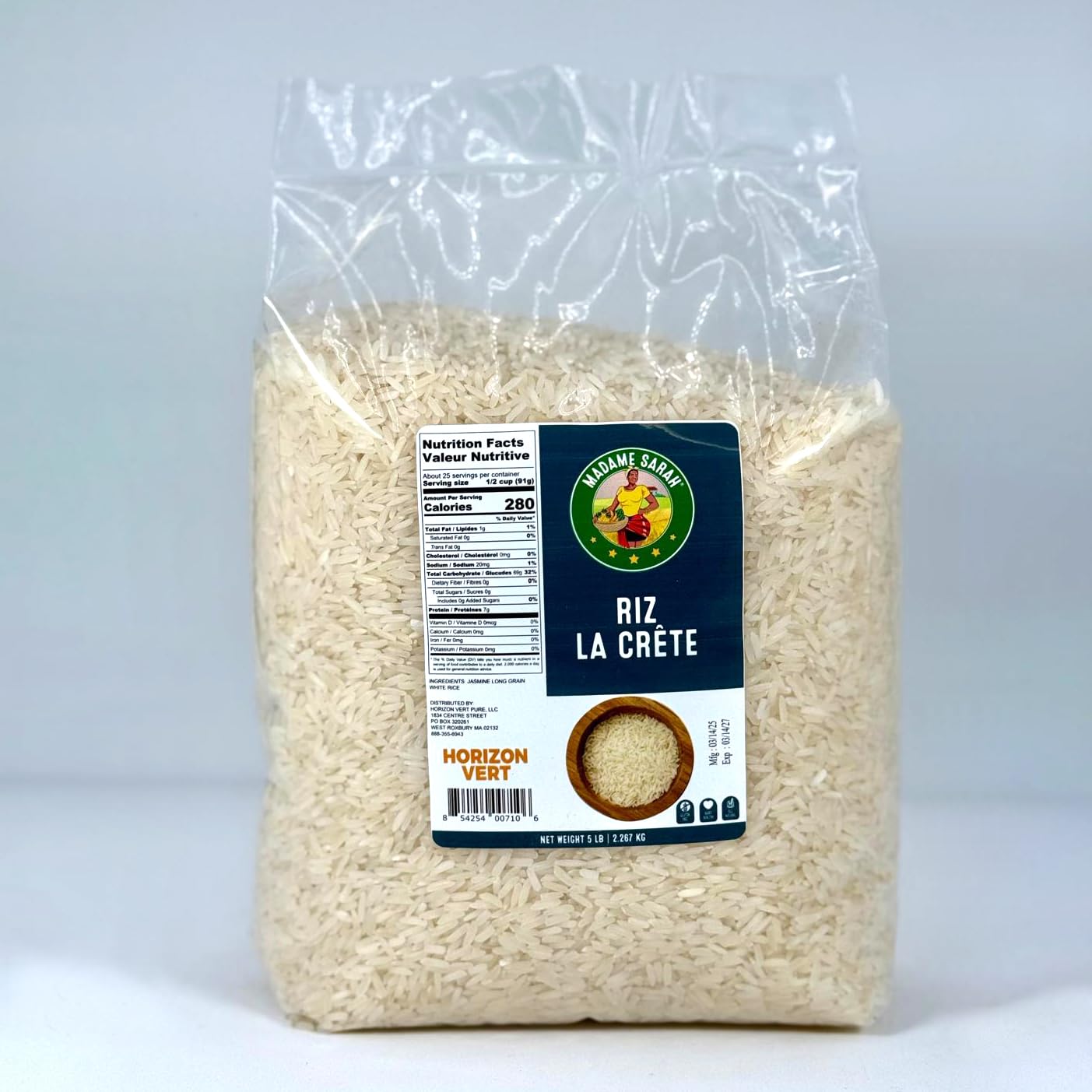 Madame Sarah Riz La Crête - Premium Haitian Long Grain Rice, Ethically Sourced, Gluten-Free, Haitian-Immigrant Owned