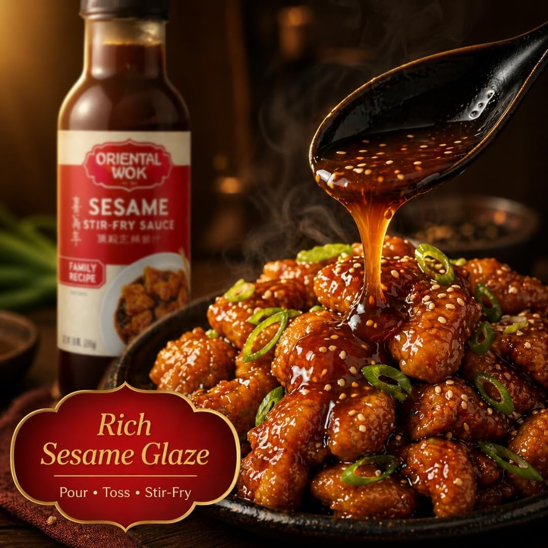 Oriental Wok Gourmet Sesame Stir-Fry Sauce, Blend of Sweetness and Umami Family Sauce, Ideal for Chicken, Shrimp, Steak or Tofu, 14 oz (2 Pack)