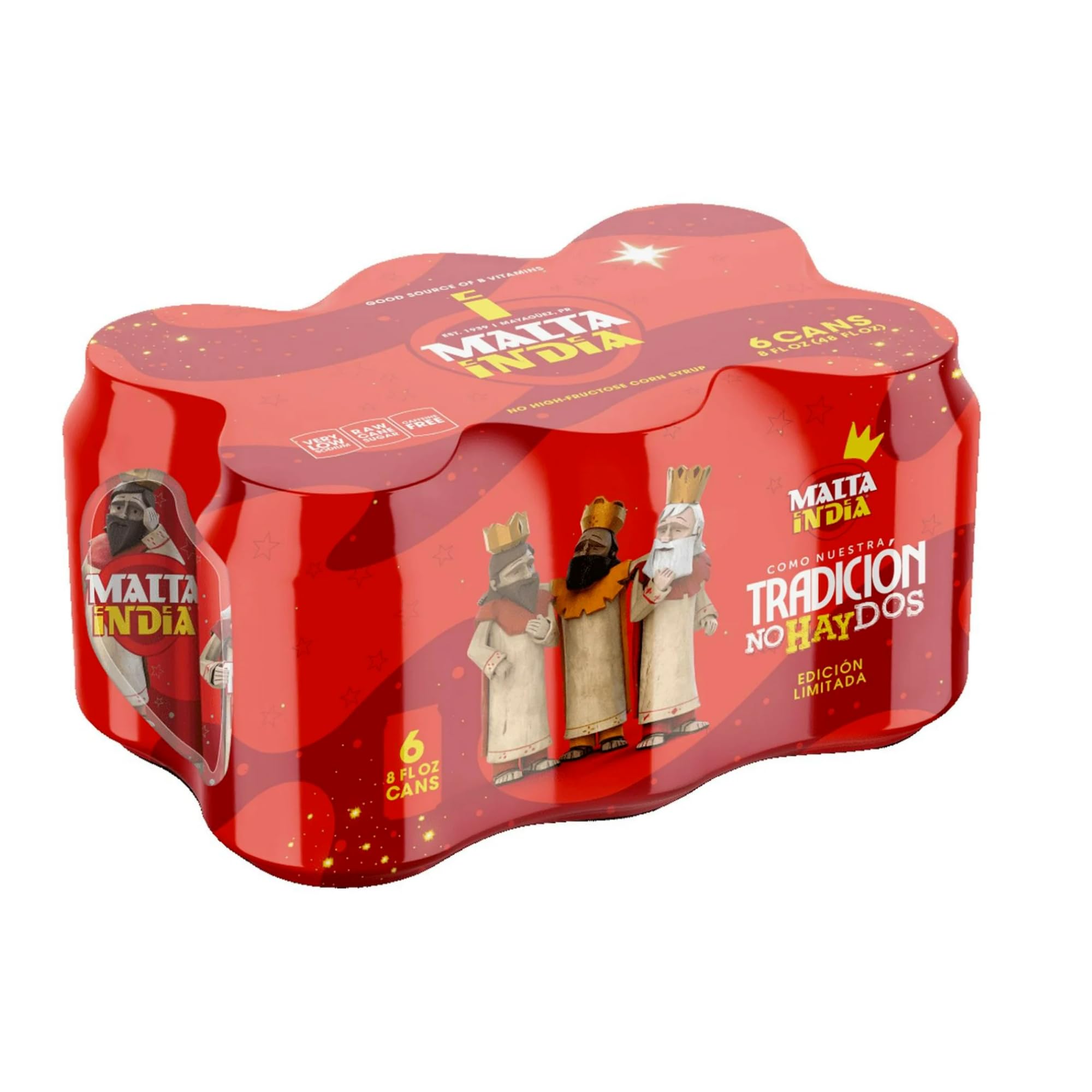 Malta India - Malt Beverage Non Alcoholic Original from Puerto Rico, 8 Ounce (Pack of 6) - Packaging may vary