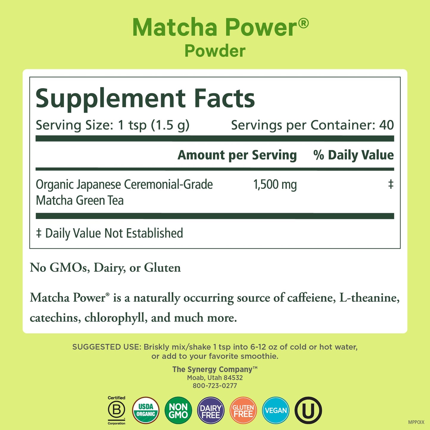PURE SYNERGY Matcha Power | Organic Matcha Powder | Ceremonial Grade Japanese Green Tea Powder | For Enhanced Energy & Alertness (2.1 oz)