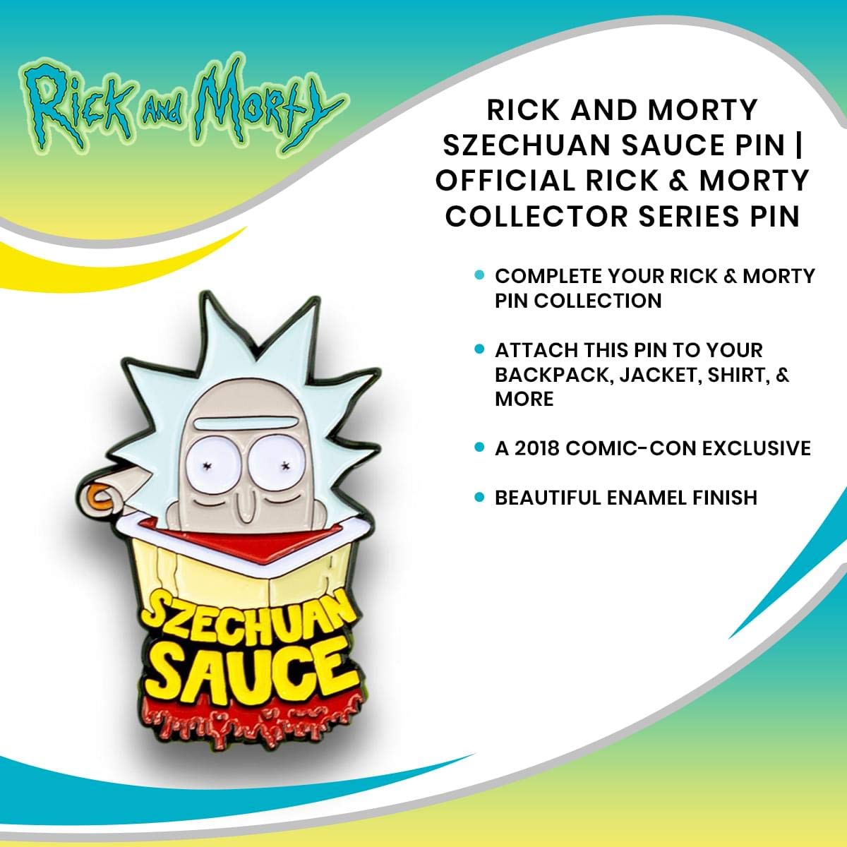 Rick and Morty Szechuan Sauce Pin | Small Metal Enamel Pin | Exclusive Rick & Morty Series Collectible