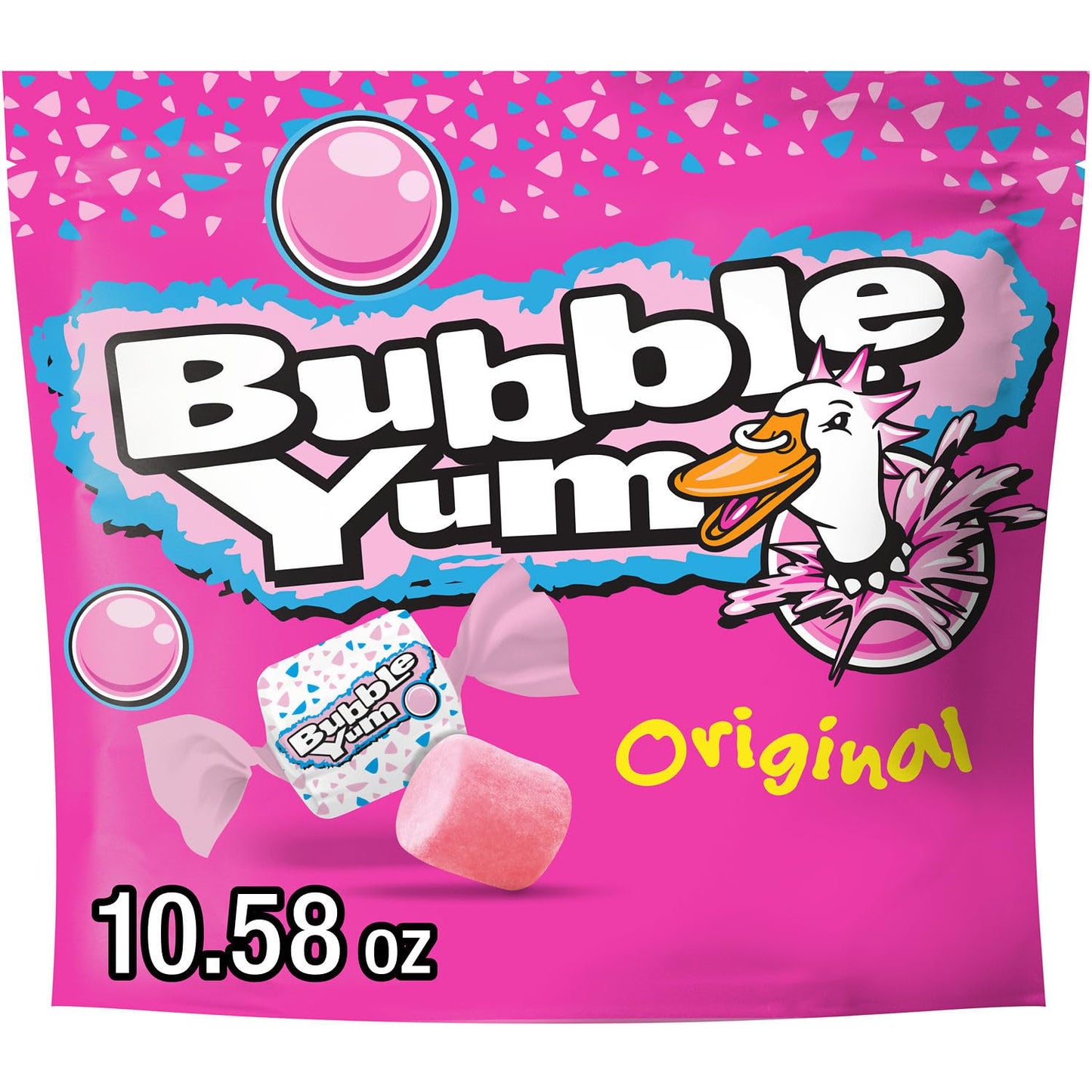 BUBBLE YUM Original Flavored Chewy, Bubble Gum Bag, 10.58 oz