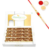 Ghasitaram Gifts Rakhi Gifts for Brothers Ghasitarams Sweets Sugarfree Chocolate Kaju Katli 400 GMS with Beads Rakhi