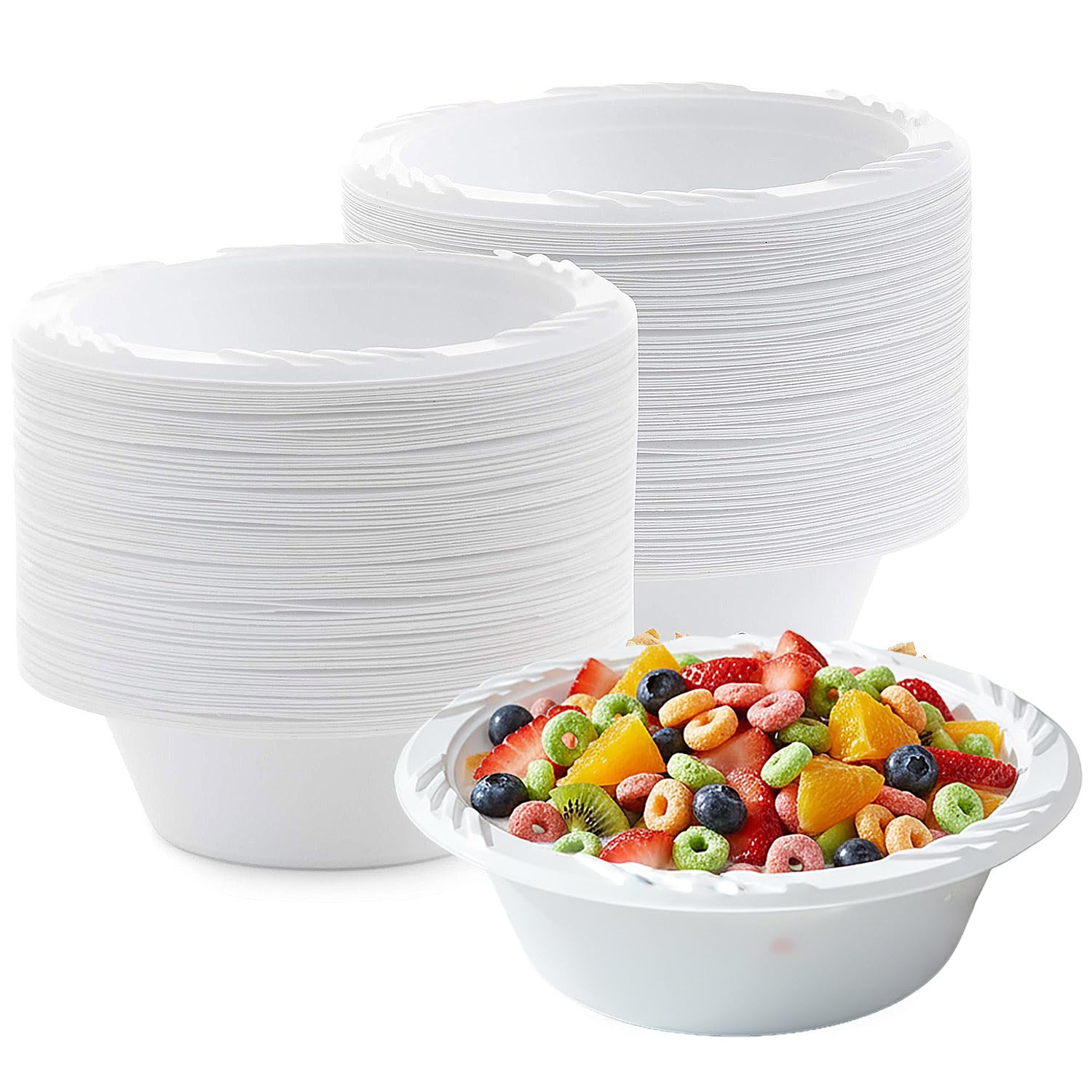 Bluesky Dinner White Lightweight Plastic Soup Bowls-12 oz | Pack of 100 Bowls, 12 oz