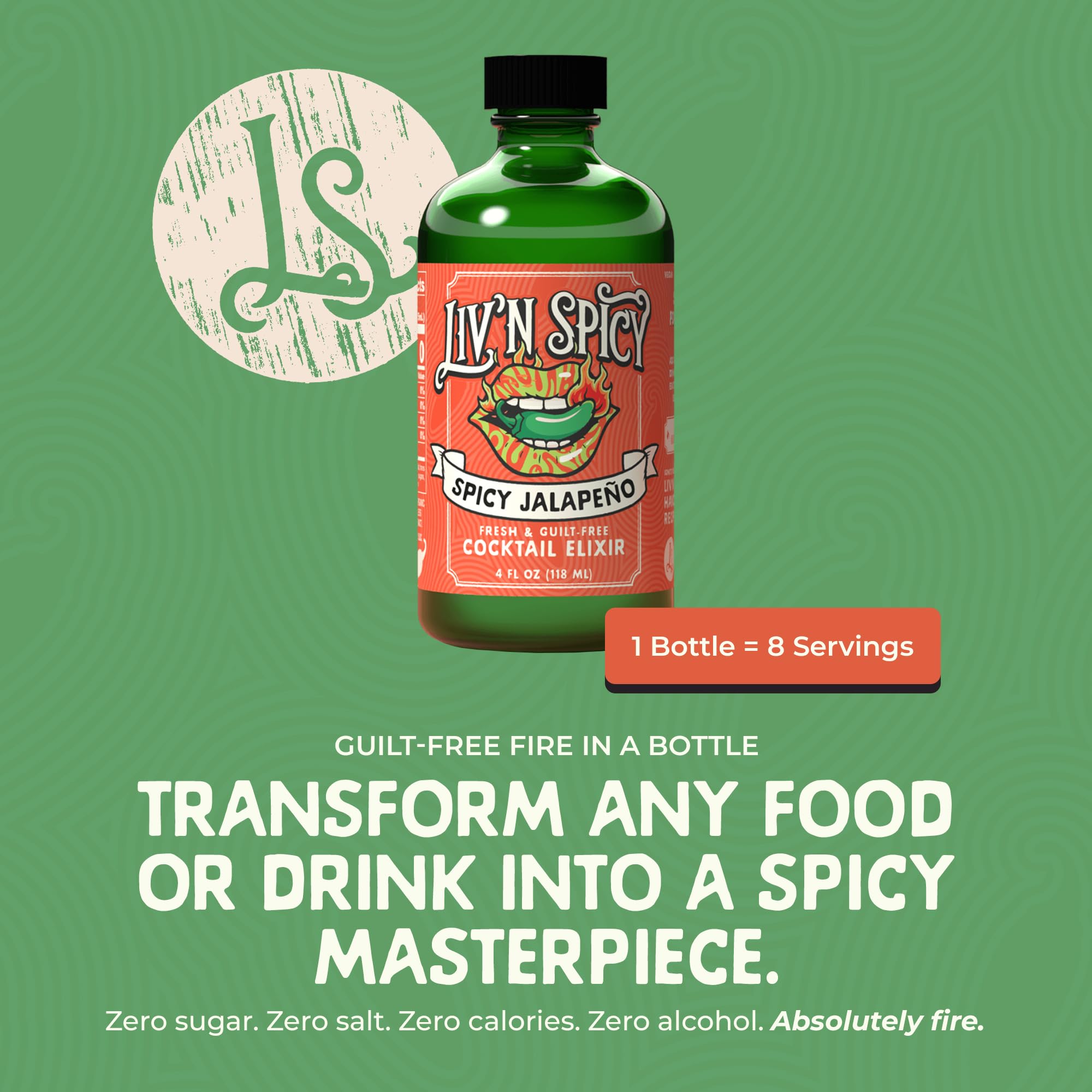 Liv’n Spicy | Spicy Jalapeño Elixir | 3 Pack | Zero Calorie Cocktail Mixer | Vegan | Sugar-Free | Organic Jalapeño Infusion | Guilt-Free Heat | Drink
